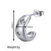 European and American retro style semicircular stainless steel diamond earrings high fashion light luxury women's titanium steel stud earrings
