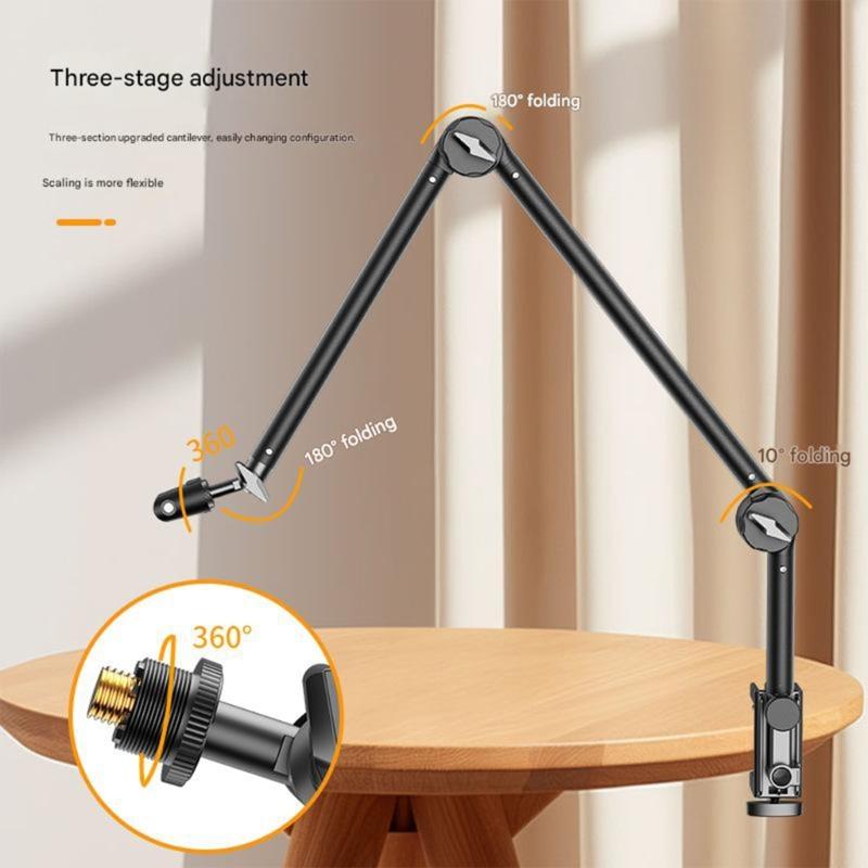 Microphone Arm Stand 360°Adjustable Springless Microphone Suspension Scissor Boom Arm Stand for Stable Recording
