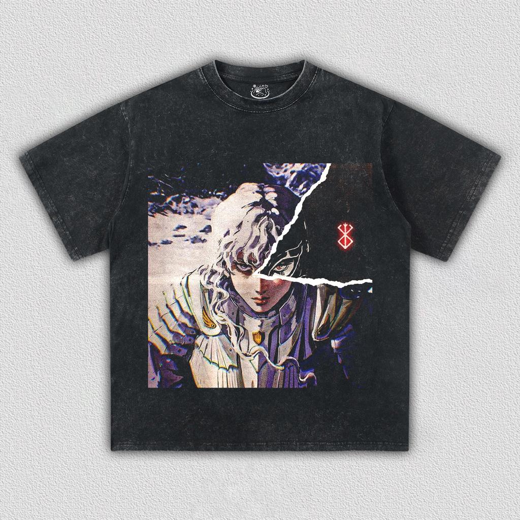 Berserk Griffith Spaudinio Marškinėliai Vyrams Moterims Skalbti Per dydį Y2k Gatvės Stilius Harajuku Vasariniai Trumpomis Rankovėmis Medvilniniai Moteriški Vyriški Drabužiai