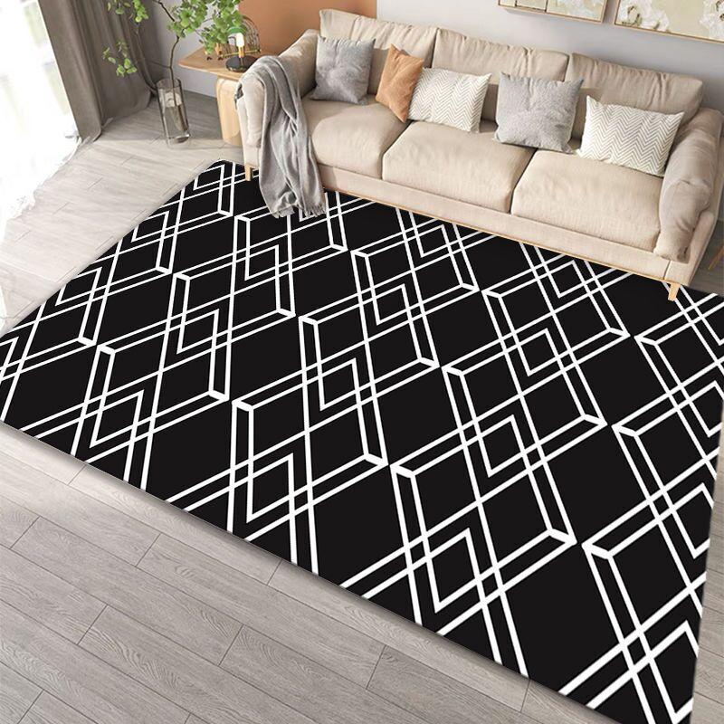 Modern Simple Black White Large Size Rugs for Living Room Light Luxury Sofa Area Carpet Soft Fluffy Bedroom Decor Anti-slip Mats