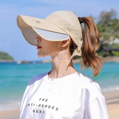 Summer Sun Hat Visor Caps Female Scalable Brim Empty Top Baseball Cap UV Protection Beach Sun Visor Hats For Women