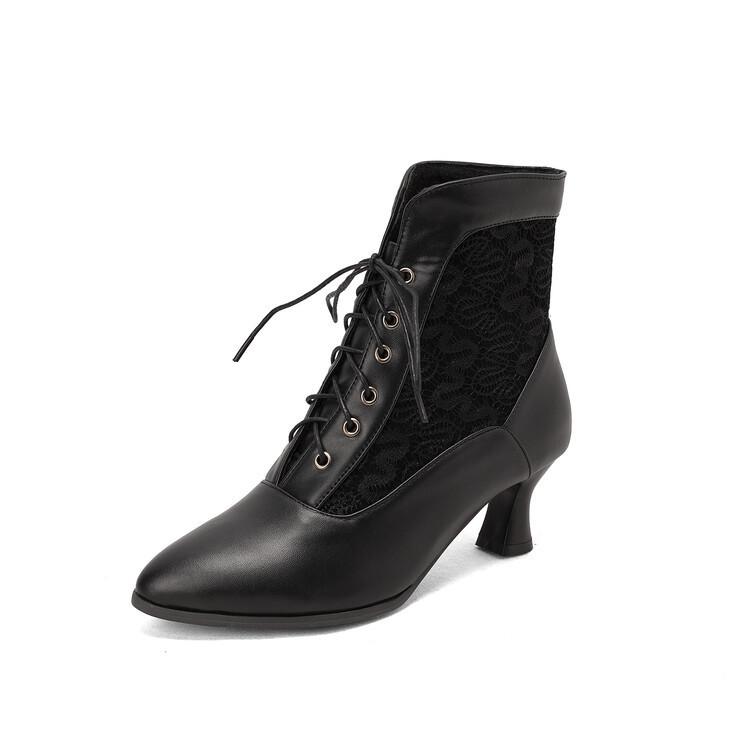 Medium-heeled Lace-up Martin Boots European and American Large-size Short Boots