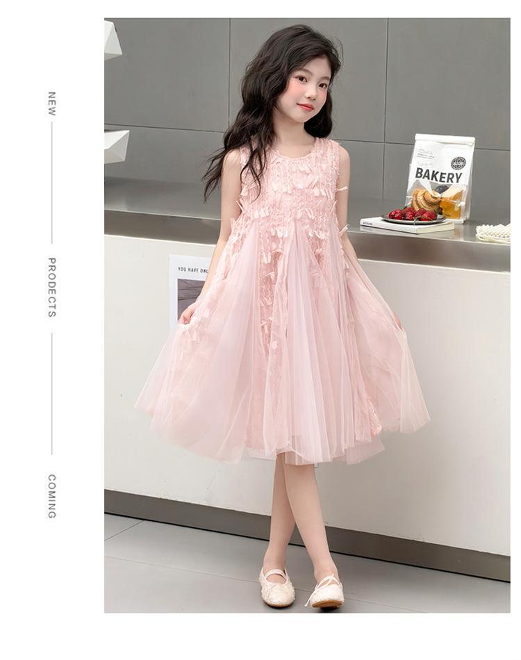 Girls' summer dress 2026 new style children's stylish sleeveless mesh princess dress girls' summer dress fluffy skirt