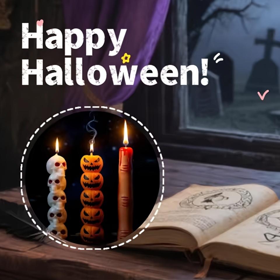 1/3pcs Halloween Scented Candles Long Stick Gothic Soy Wax Decorations for Party Home Festive Atmosphere Holiday Ornaments Gifts