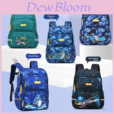 Kids School Backpack Cartoon Dinosaur Oxford Fabric Lightweight Dual Shoulder For Elementary Students