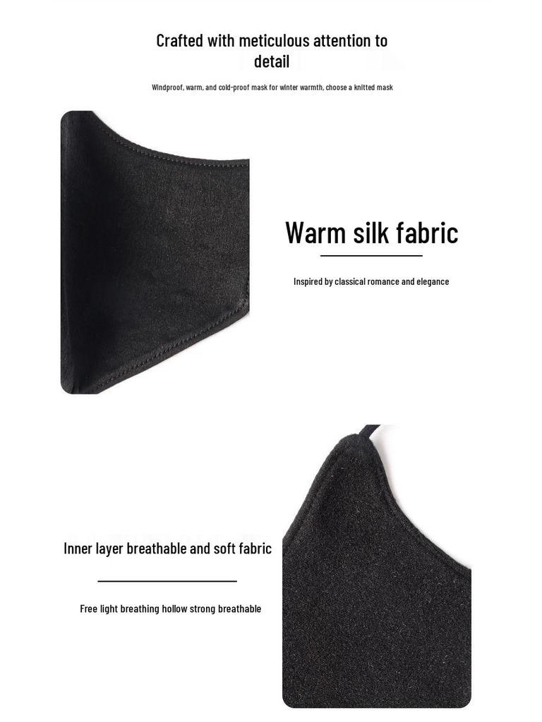Women's Winter Silk Warm Mask with Velvet Lining, Breathable and Windproof, Eye Corner Protection Face Cover