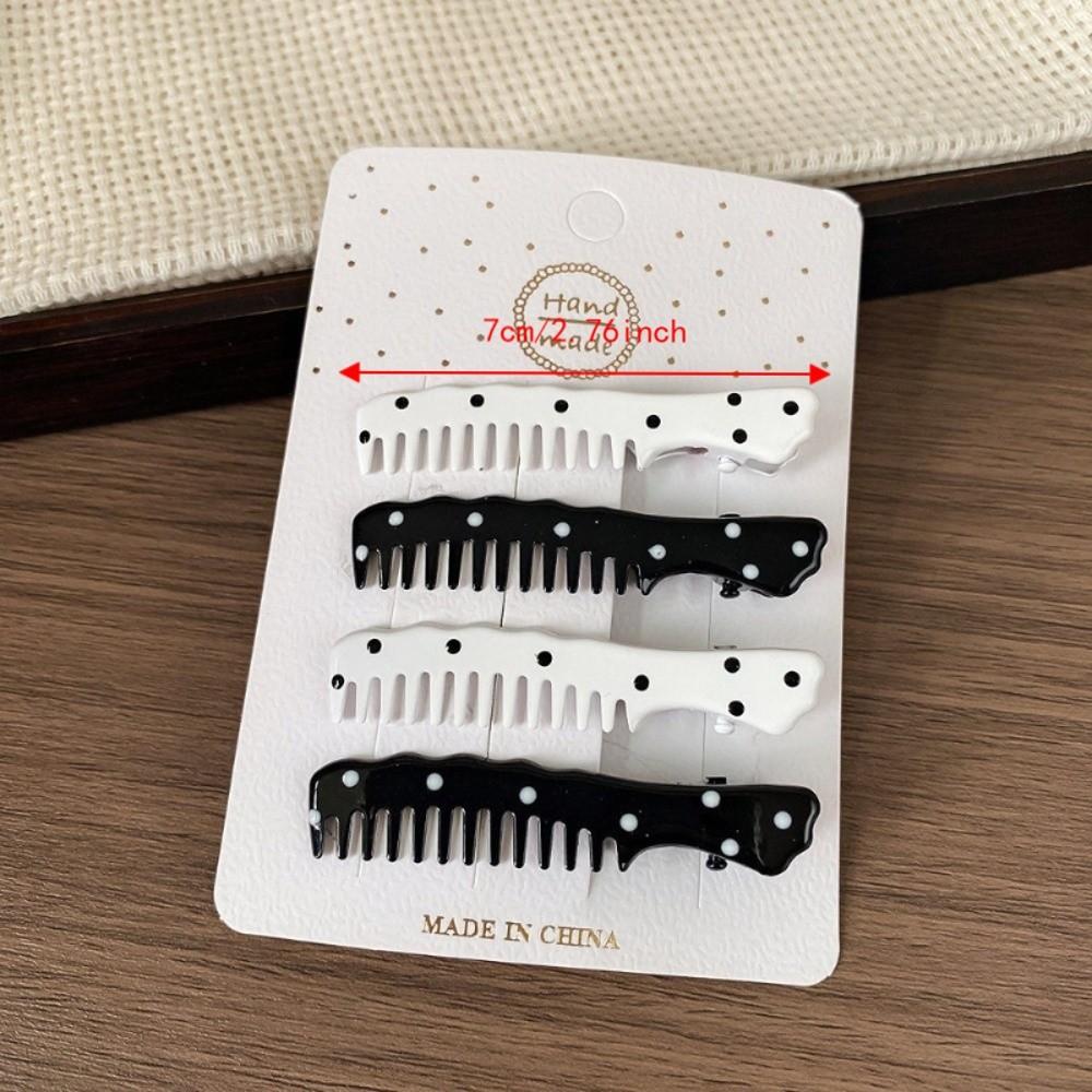 4pcs/set Geometric Hairpins Barrettes Black White Color Polka Dot Hair Clips  For Women