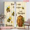 2pcs 2D Flat Printing Curtains Honey from Busy Bees Polyester Without Electricity Party Decorations Use for All Occasions