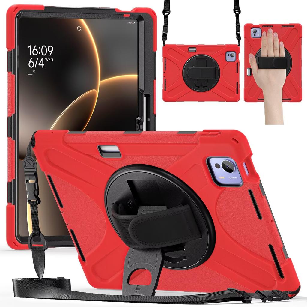 PC +Silica Gel 3 Layer Protective Cover Case for Xiaomi Redmi Pad 5 6 7,360 Rotation Hand Shoulder Strap Stand with Pen Slot