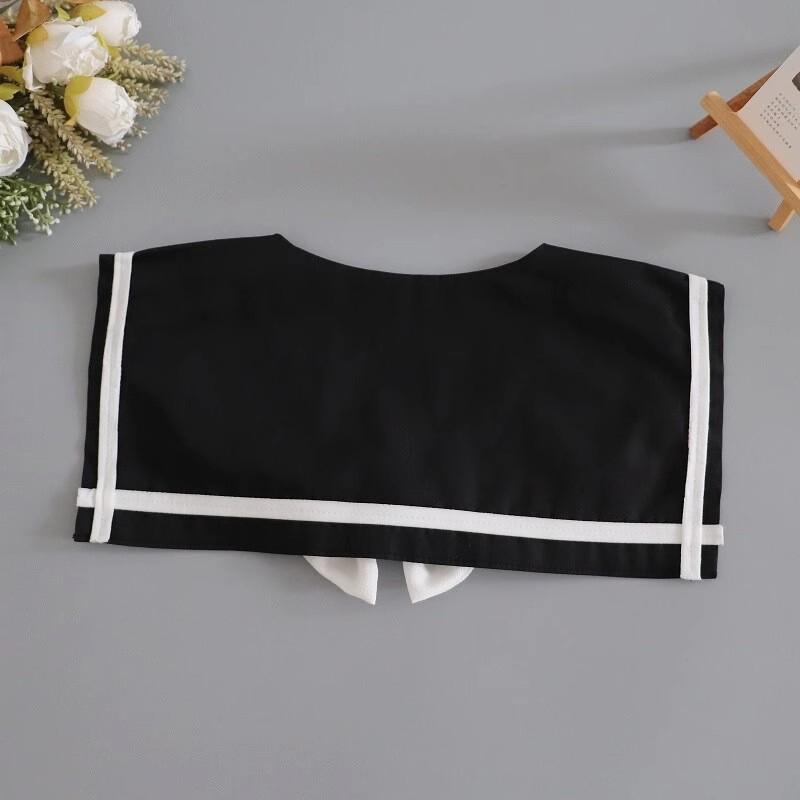 Womens Sweet Front Bowtie Navy Style Shawl Fake Collar Girls Detachable Blouses Top False Collar Woman Decorative Scarf Wrap