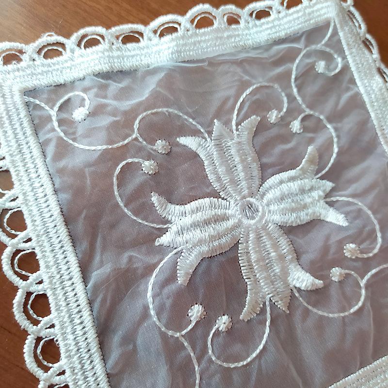 Square Coaster European Lace Embroidered Hollow Dining Table Mat Household Plate Bowl Mat Ornament Fabric Mesh Decorative Mat