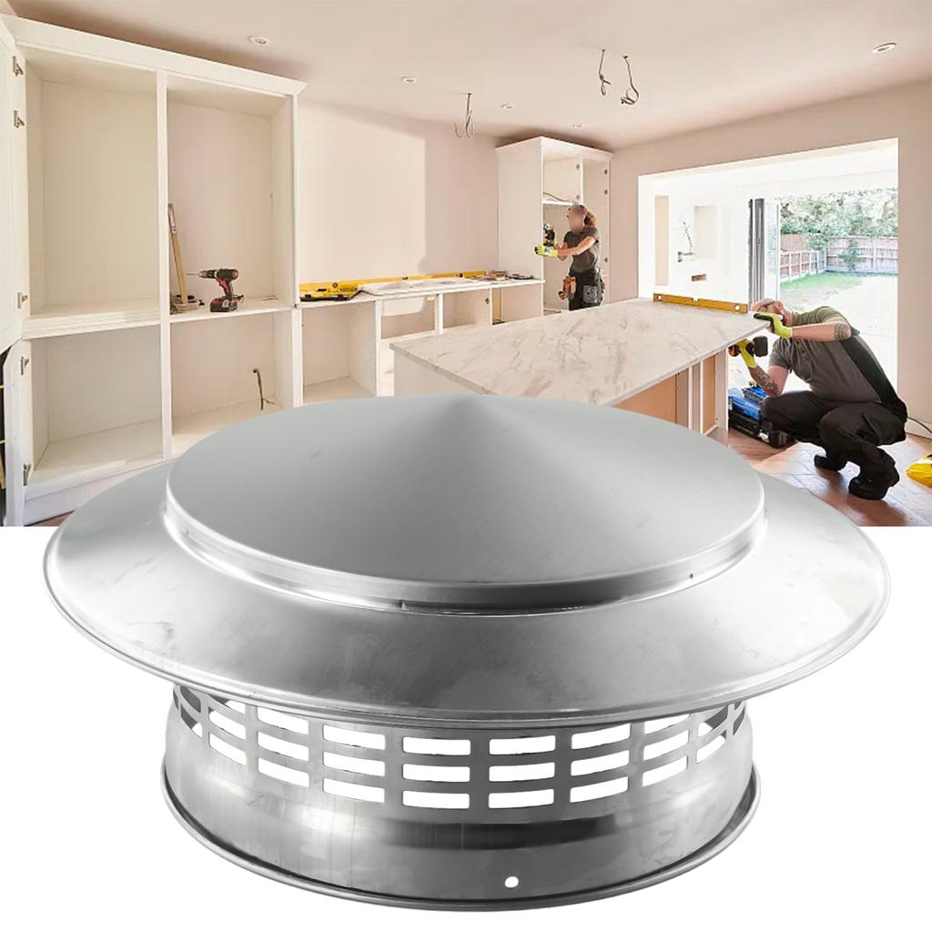 Stainless Steel Roof Chimney Cap with Exhaust Pipe Hood and Fresh Air Outlet for Ventilation and Smoke Exhaust Systems