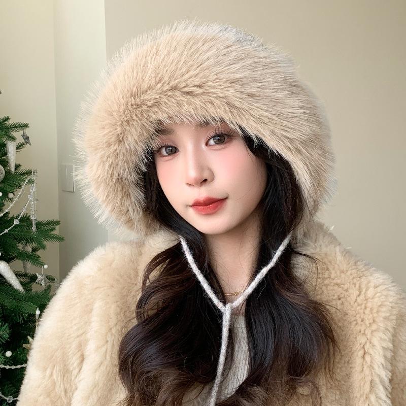 Winter Warm Big Head Circumference Thick Plush Hat Outdoor Windproof Ear Protection Hat Japanese Versatile Baotou Hat Women