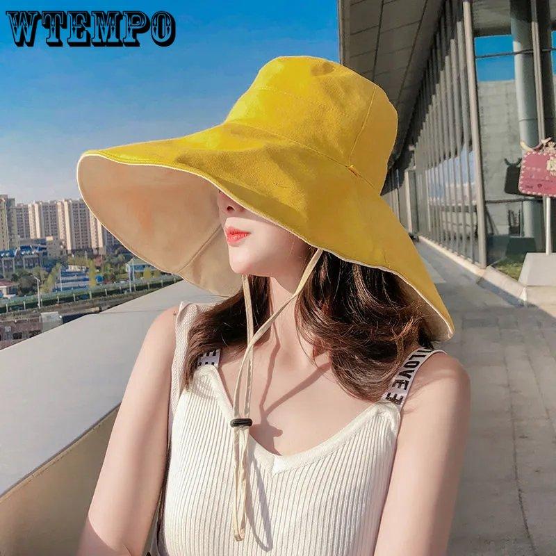 WTEMPO Women Outdoor Sunscreen Summer Sun Hats Anti-UV Protective Cap Solid Color Ladies Women Casual Hats