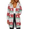 Women's Fashionable Christmas Printed Long Sleeved Drawstring Hooded Zipper Pocket Long Casual Sweatshirt Jacket
