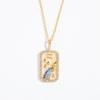 Twelve Constellation Pendant Necklace with Zircon, Gold Plated Clavicle Chain, Retro Jewelry Gift for Women