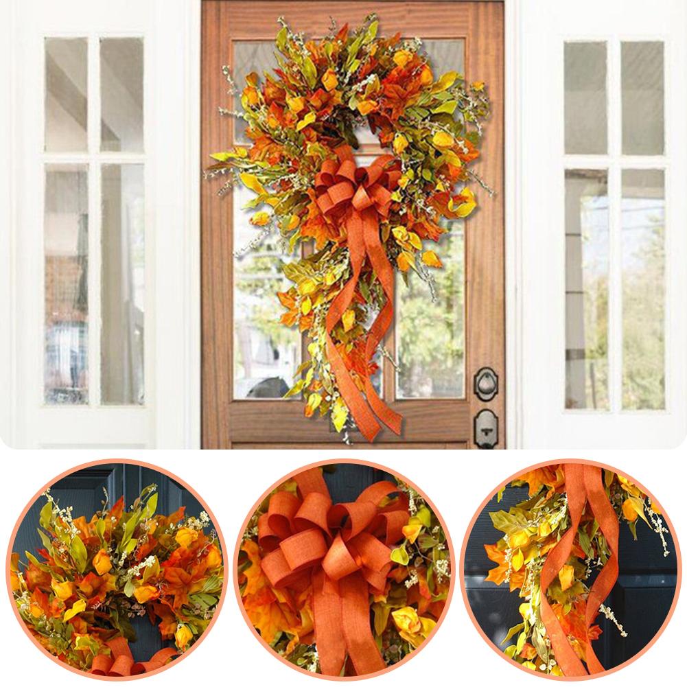 Thanksgiving Doorplate Decor Party Supplies Maple Leaf Front Door Hanging Scene Layout  Ornament for Home Restaurant Shop