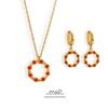 European Polygonal Zirconium Stainless Steel Necklace & Earring Set