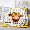 Sunflower Beef Personalized Name Blanket Throw Customizable Blanket Soft Warm Cozy for Office Chair Home Decor Chair Living Room for All Occasions