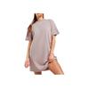 Nike Solid Color Logo Print Pullover Short Sleeve Dress Women Dresses Gray Brown DV7882-272