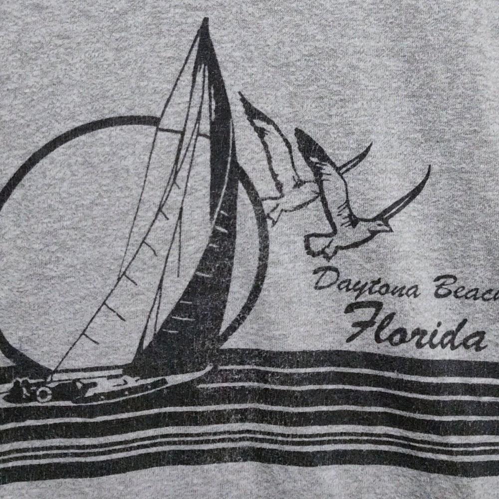 Vintage 80s Daytona Beach Florida Sunset Seagulls Grey Ringer TShirt Unisex T-Shirt XXXL
