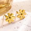 2024 Elegant Gold Collarbone Necklace: Titanium Steel Daisy Chain, Women's Sweet Floral Design, 18K Japanese-Korean Style.