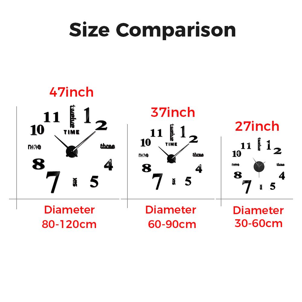 2D/3D Large Wall Clock Reloj De Pared DIY Quartz Watch Acrylic Mirror Stickers Horloge Murale Home Decor Clocks Modern Design