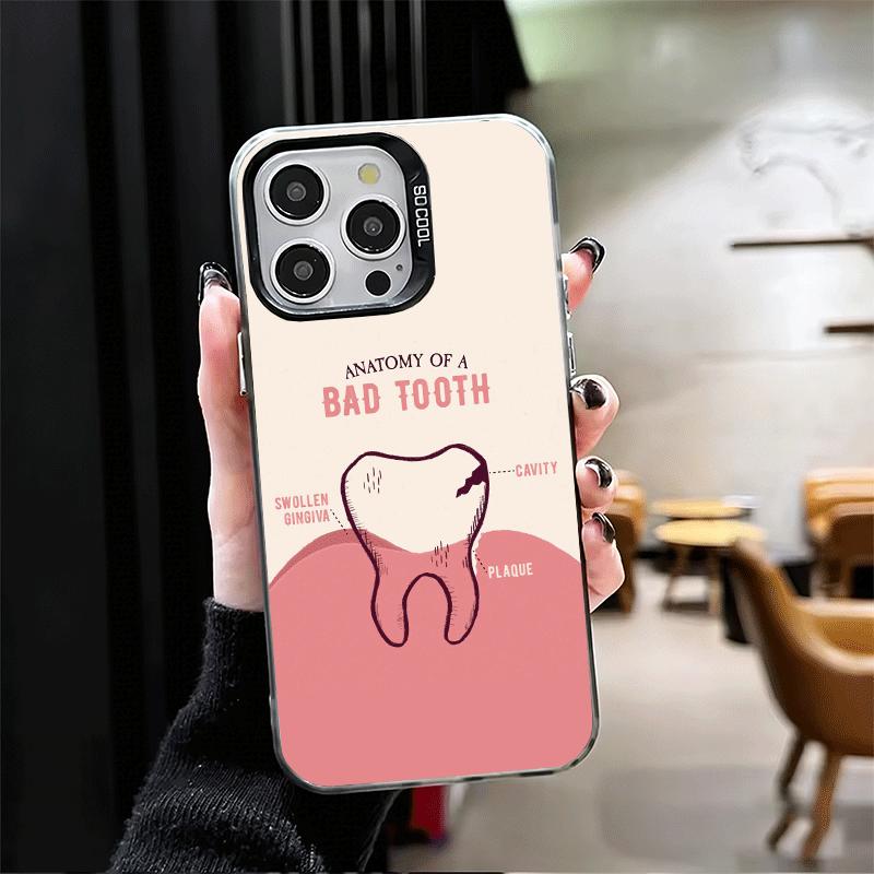 Tooth Dentist Pattern Shockproof Phone Case for iPhone 17 Air 16 16E 15 Pro Max 14 Plus 13 Mini 12 Back Cover Anti Fall Fundas