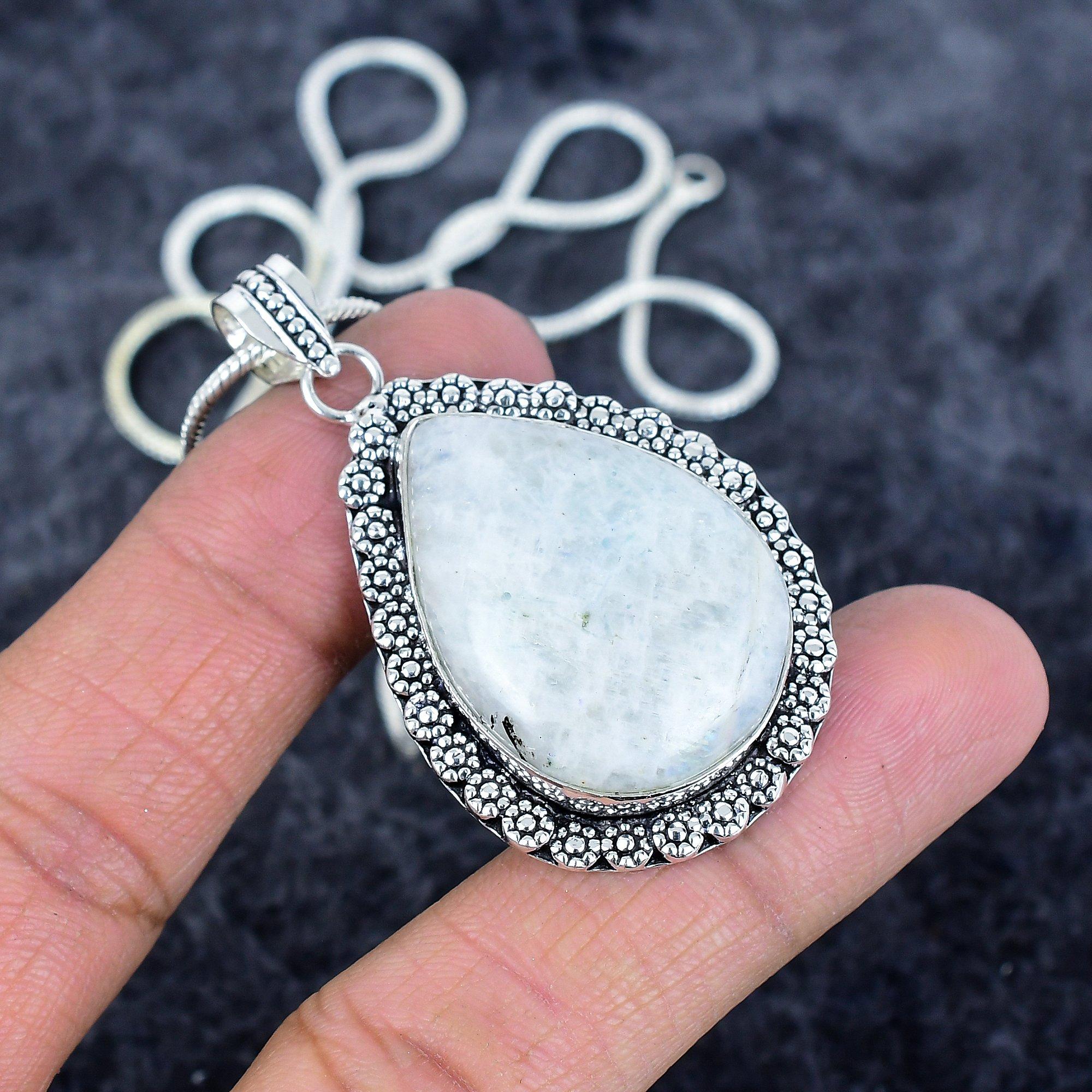 

Rainbow Moonstone Gemstone 925 Sterling Silver Jewelry Pendant 2.17 M-2967