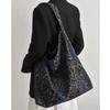 Autumn New Denim Leopard Print Tote Bag Large Capacity Soft Bag Commuter Bag Mommy Bag Armpit Bag
