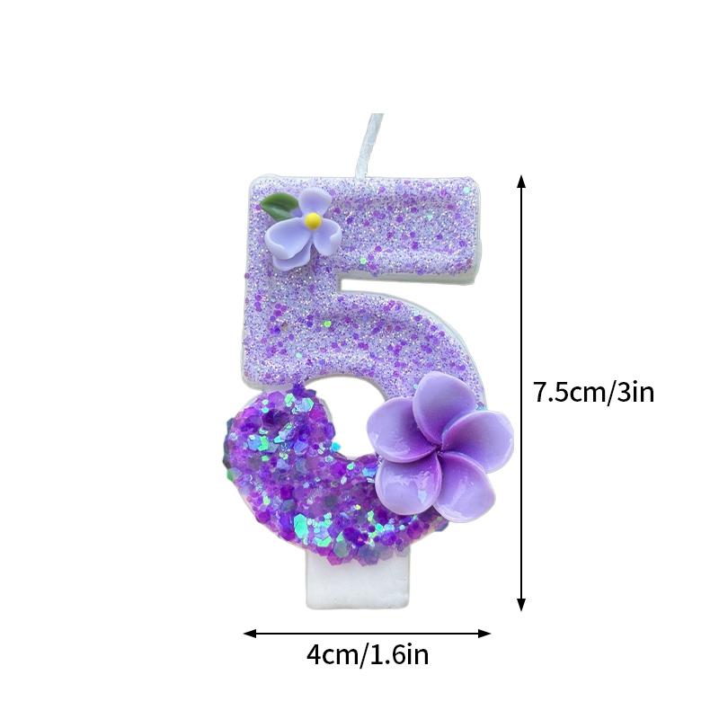 Fairy Birthday Number Candles Purple Pink Digital Candle 0-9 Number Cake Topper Girls Birthday Party Cake Decoration Supplies