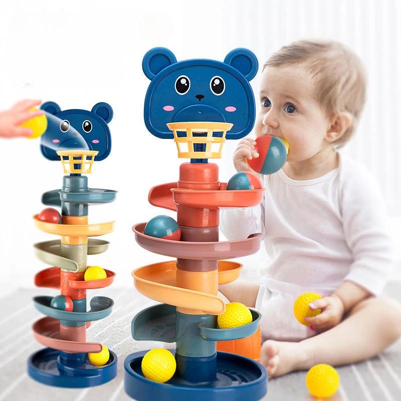 Non-Toxic Montessori Baby Toy Rolling Ball Tower Montessori Educational Games For Babies Stacking Track Baby Development Toys 1 2 3 Years