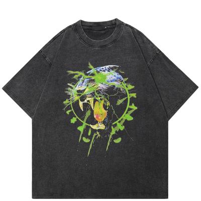 Streetwear Funny Graphic T-Shirt Cotton Washed Black Tshirt Unisex Tops Tees Summer Short Sleeves T Shirt