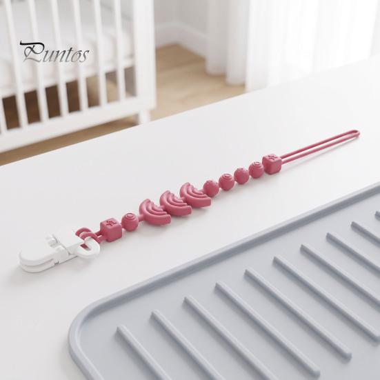 Silicone Pacifier Clip with Teether for Infants, BPA-Free Chewable Baby Anti-Drop Holder Infant Teething Relief Accessory Chain 0-24 Months, Boil-Safe