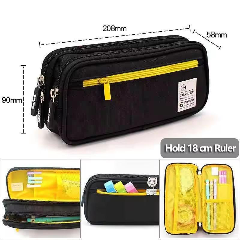 Double-Layered Pencil Case Large Capacity Pen Pouch Multiple Zipper Layers Pencil Box Student School Supplies
