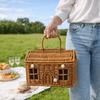 With Handle Rattan Picnic Basket House Shaped Clutter Organizer Desktop Organizer  Picnic Supplies