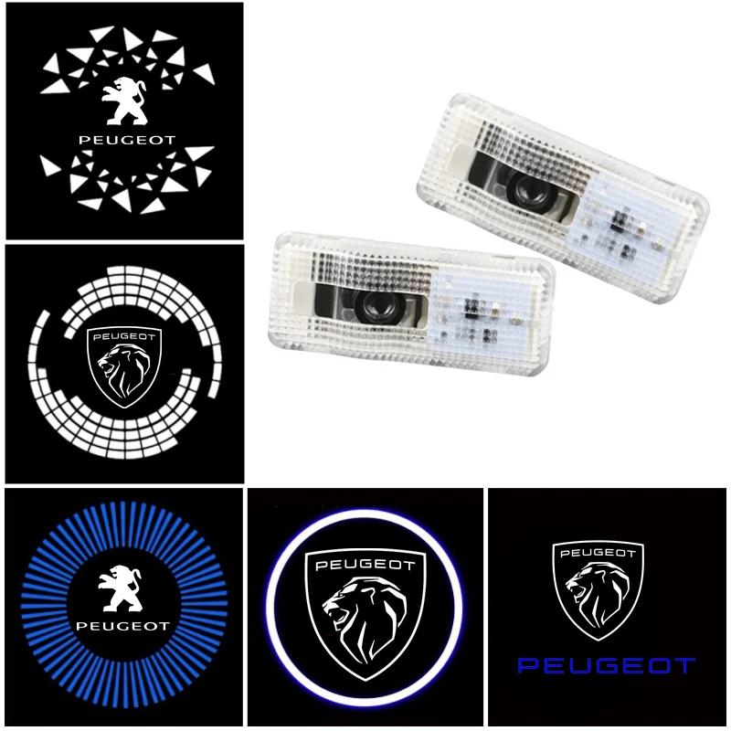 2PCS LED Car Door Welcome Light Interior for Peugeot 407 M2008-2010 Auto Projector Shadow Lamp Decorative Accessoires