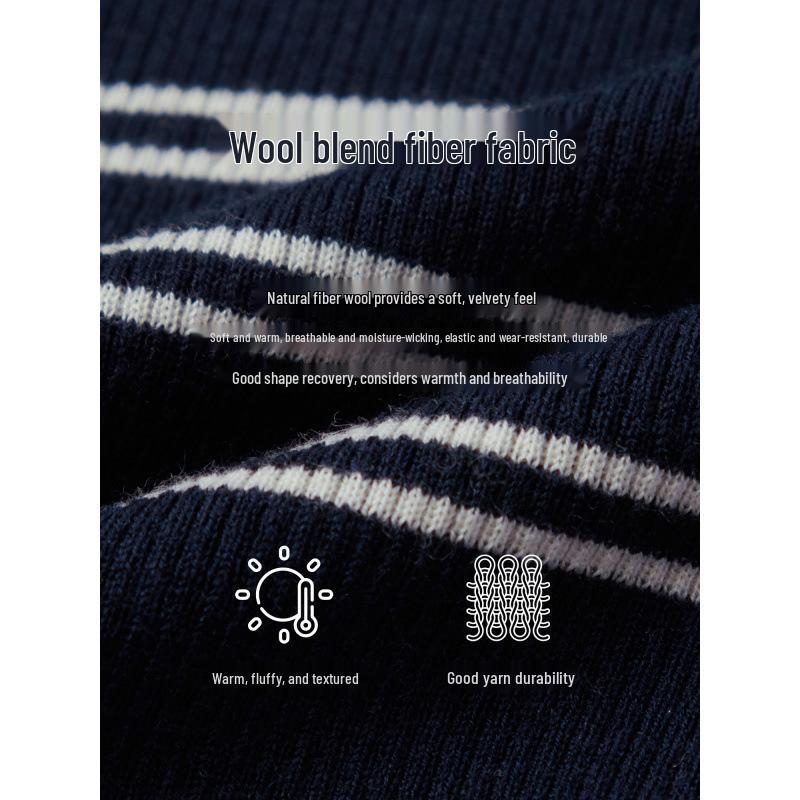 Jiang Xin's Spring 2026 Striped Wool Polo Knitwear with Contrasting Colors
