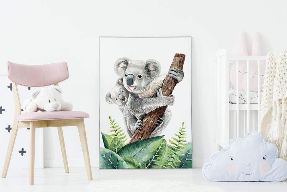 Koala Medvěd zelené listy plakát