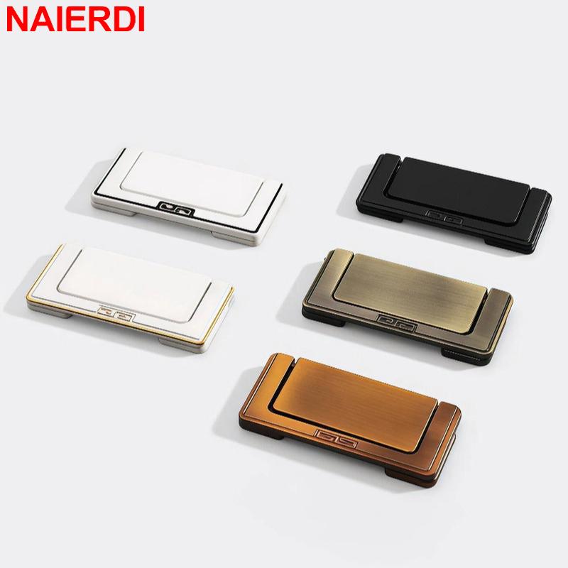 NAIERDI 5 Pieces Concealed Flat Furniture Handle Black Invisible Cabinet Pulls Aluminum Alloy Wardrobe Door Handles