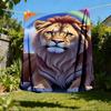 1pc Lion Print Throw Blanket Polyester Fiber, Lightweight Flannel, Soft & Warm, All Season Use for Outdoor, Camping