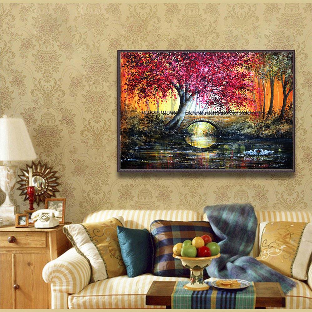5D DIY Diamond Embroidery Trees Scenery Full Square Diamond Painting Cross Stitch Diamond Crystal
