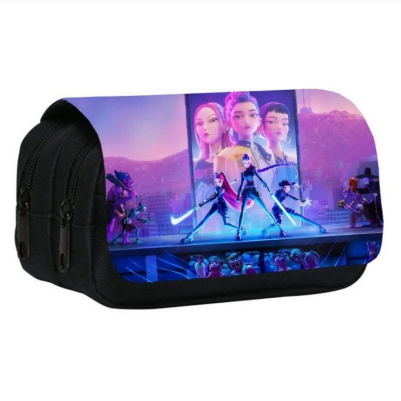 Kpop DHunter Student Pencil Case Large Multi-layer Pen Bag Case For Girl School Pen Bag Cartoon Demon Pencil Box Pen Holder Case
