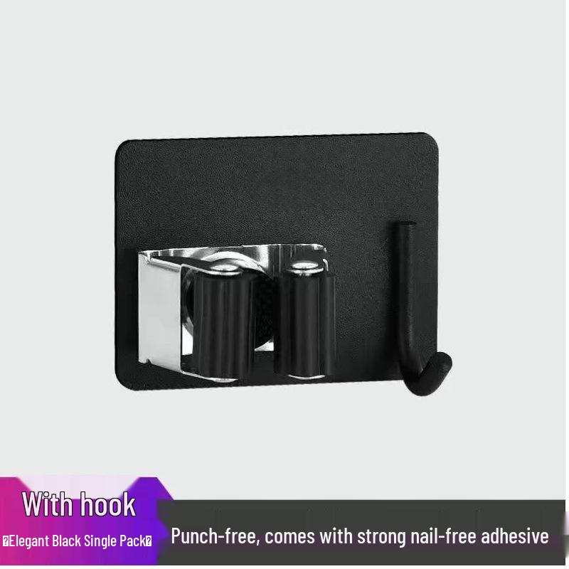 Stainless Steel Wall-Mounted No-Drill Mop and Broom Holder