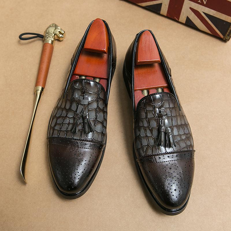 New Leather Designer Men's Dress Formal Casual Business Stylist Wedding Loafers Moccasins Italian Male Oxfords Man Shoes for Men