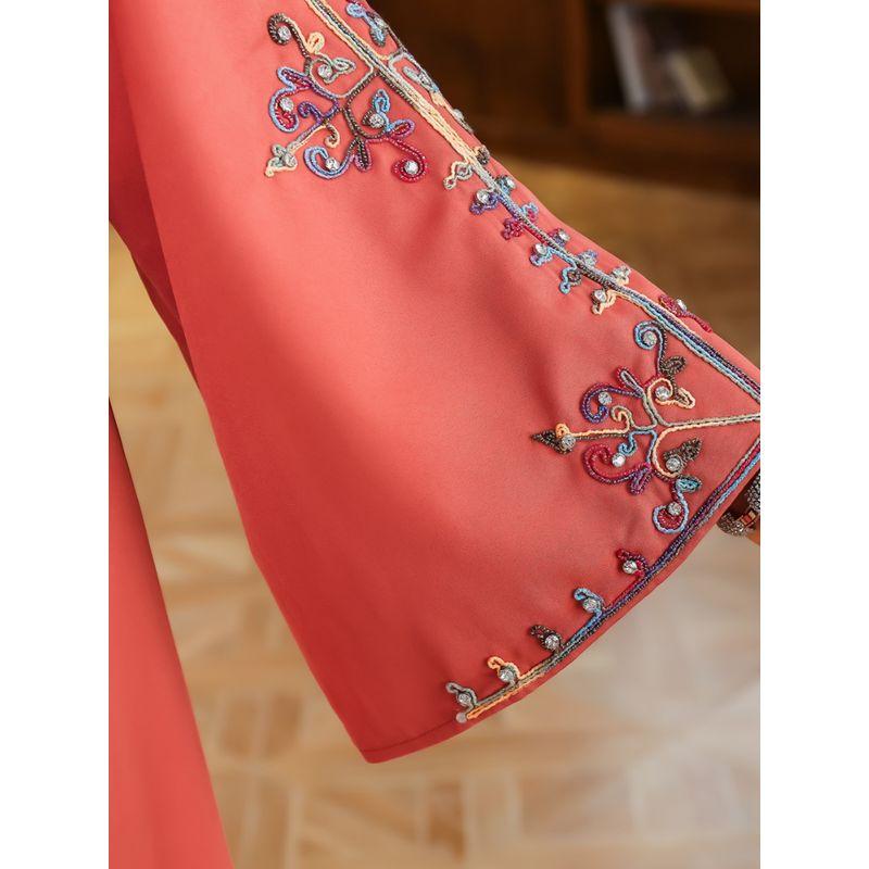 Middle East Indonesia Arab Turkish Women's 2024 Summer Rope Embroidered Robe Long Dress Dubai Saudi Dresses