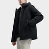 Fila Solid Color Hooded Casual Mid-Length Down Jacket Men Outerwear Black F11M342903F-BK