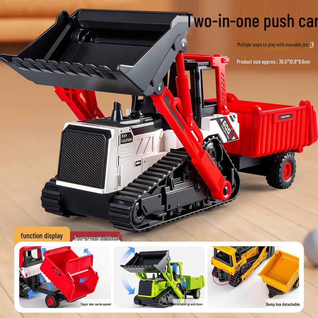 Eylemsizlik Mühendislik Aracı için Damperli Kova ve Forklift Durdurma Arabası Modeli ile Çocuk İtmeli Ekskavatör Oyuncağı.