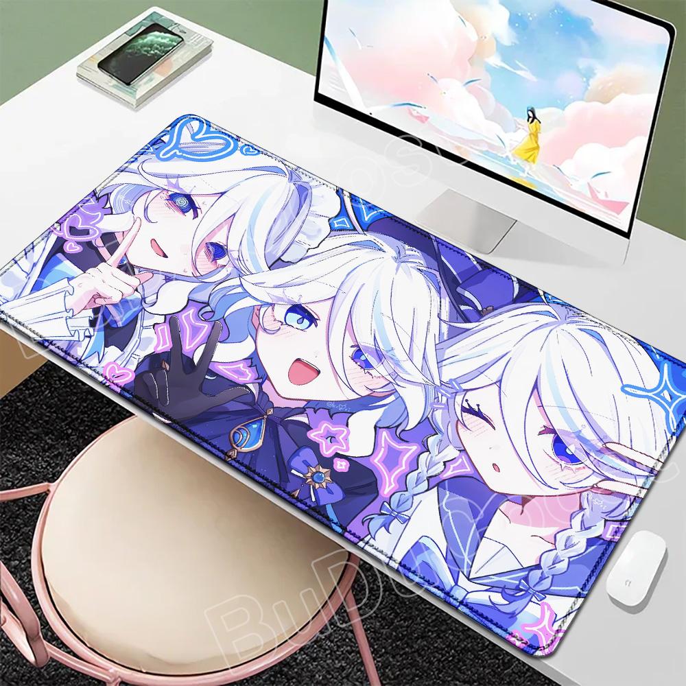 New Wallpaper Gamer Genshin Furina Mouse Pad Anime Gaming Mouse Pad HD Printing Table Pads Rubber Desktop XXL Mousepad Desk Mats