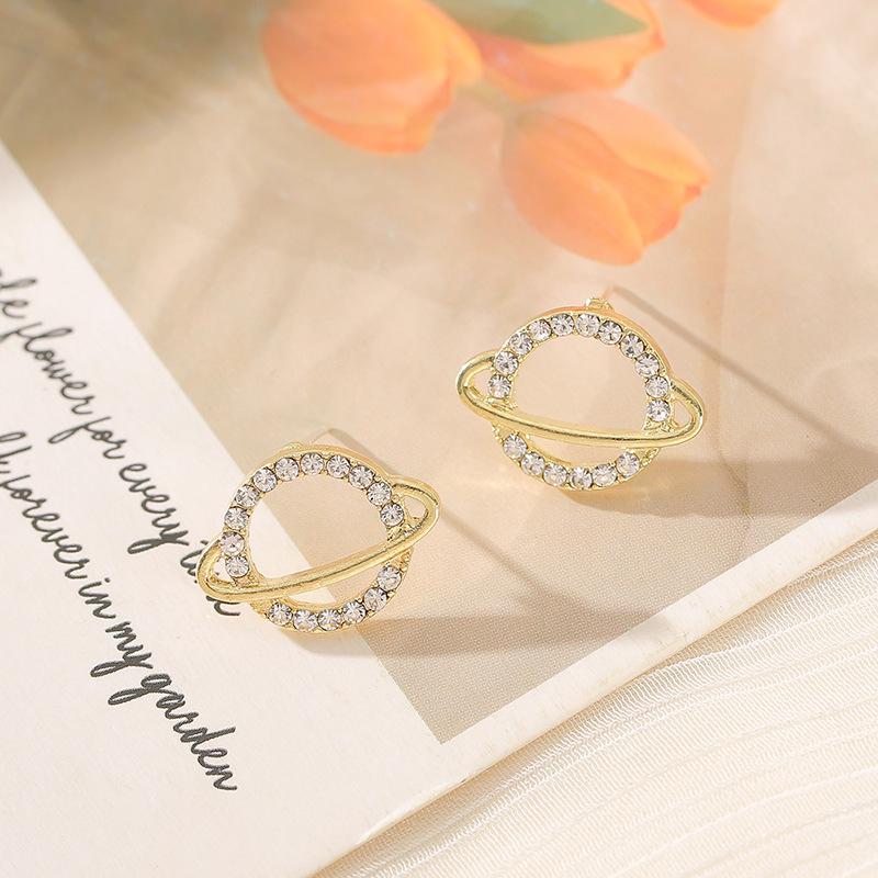 925 Silver Needle Temperament High-end Full Diamond Pearl Earrings Women's ins Wind Geometric Earrings Korean Light Luxury Earrings